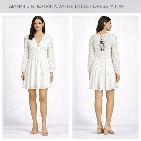 Gianni Bini Dresses & Skirts - Gianni Bini Katrina White Eyelet Dress Size M NWT
